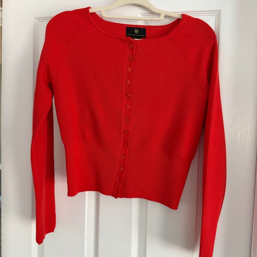 100% extra fine Merino wool Red Cardigan